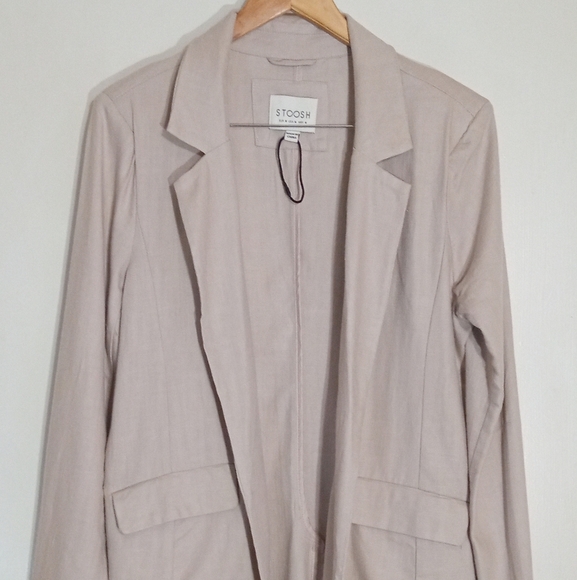 Stoosh linen blend longline open front blazer women's size medium - Picture 1 of 6